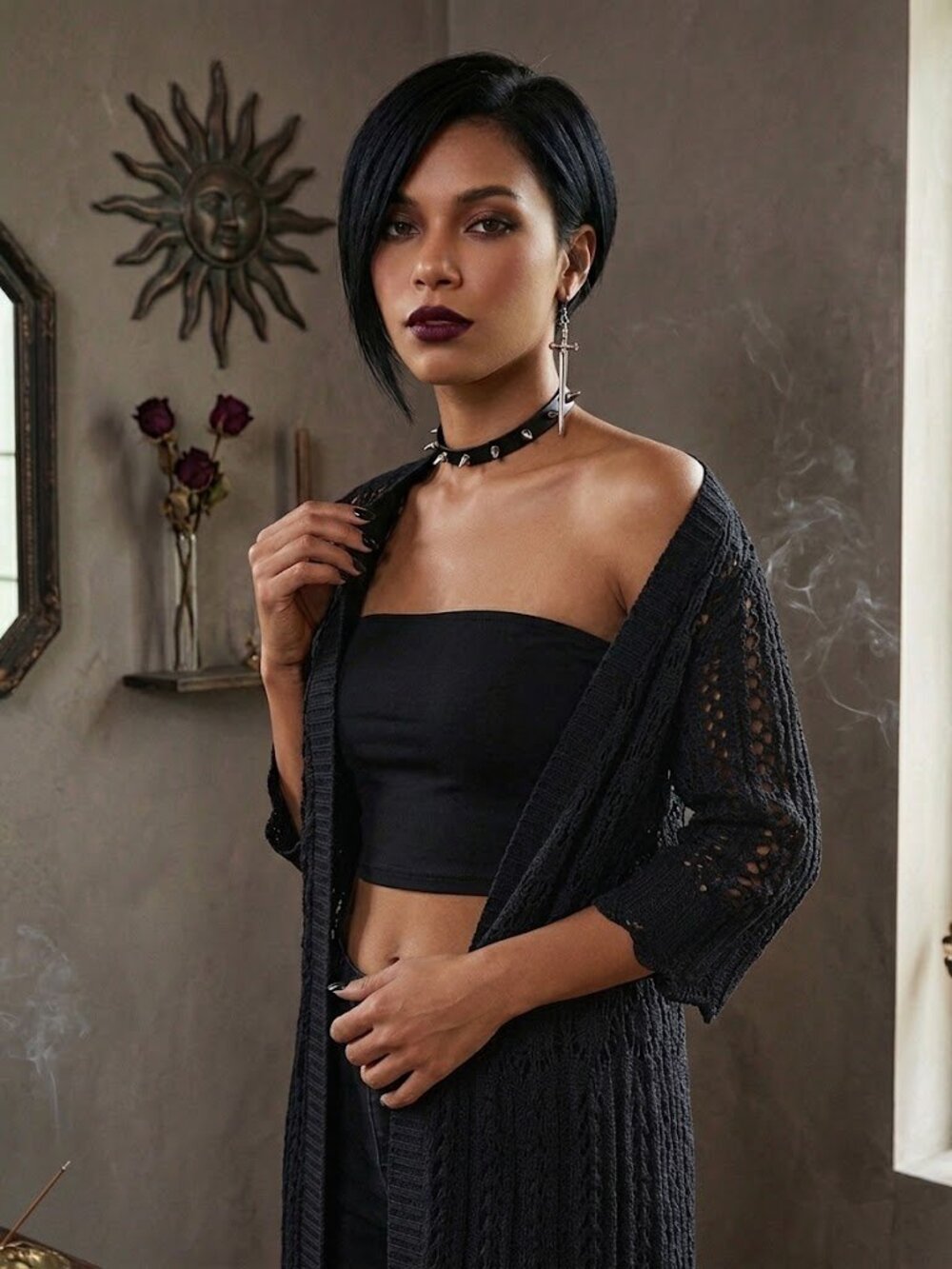 Whimsigoth Long Cardigan Duster Sweater